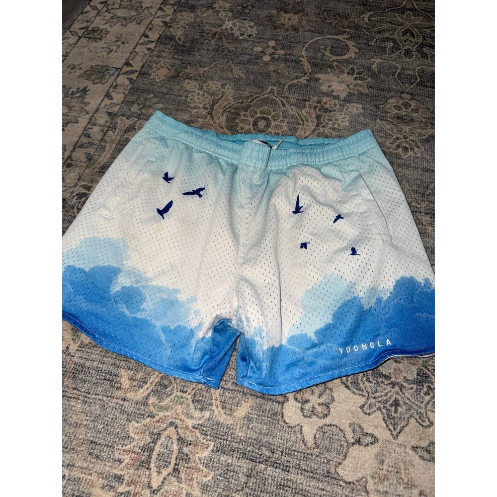 YoungLA 141 The Block Party Shorts Blue Clouds